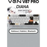 Vgn V87 PRO Rgb Gaming Kablosuz Mekanik Klavye Gasket (2.4ghz Kablosuz, Bluetooth, Kablolu Usb-C) - Diana