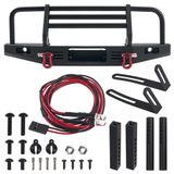 Vgoohobby Traxxas TRX-4 TRX4 Axial SCX10 SCX10II 90046 90047 1/10 RC Crawler Araba ile Uyumlu LED Farlı Alüminyum Ön Tampon Çekme Kancası