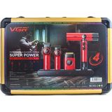Vgr 4'lü Set Stepless Pro Kırmızı Renk High-End Saç Kesme Makinesi ve Profesyonel Kullanım İçin Fön Makinesi