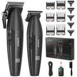 VGR 640 profesyonel saç kesme makinesi, erkekler için, akülü berber makası ve düzeltici seti, sıfır aralıklı T-Blade saç kesme seti, DLC kaplamalı seramik bıçak birinci sınıf hediye berber seti, LED