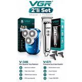 Vgr Voyager Tıraş Makinesi V-071 & V-346 Tıraş Makinesi - 7000 Rpm T-Bıçak Trimmer - Döner Mini Shaver - 2'Li Kişisel Bakım Seti