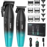 VGR Voyager V-640S2 Profesyonel 2'li Saç Kesme Makinesi ve Çizim Seti 9000 Rpm Dlc Seramik Bıçaklı Şarjlı Berber Seti - Siyah