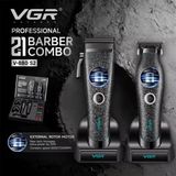VGR Voyager V-880-S2 Profesyonel Saç Sakal Tıraş Makinesi Seti Bldc Motor Dlc Bıçak 2'li Standlı Clipper Trimmer Combo - Siyah Karbon - Siyah - Karbon