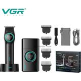 VGR Voyager V-977 & V-377 2'li Profesyonel Saç Sakal Tıraş Makinesi ve Sıfırlama Seti - Siyah