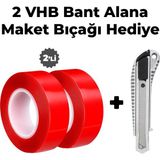 Vhb Şeffaf Çift Taraflı Güçlü Bant 24 mm x 2 mt 2’li Set – Maket Bıçağı Hediyeli