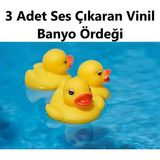 Vi Caro 3 Adet Suda Yüzen Ses Çıkaran Vinil Sarı Ördek Banyo Oyuncağı Bebek Çocuk Banyo ve Havuz Oyuncak