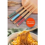 Vi Caro 30 Adet (15 Çift) Desenli Yıkanabilir Kore Çin Bambu Chopsticks Yemek Çubuğu/desenli Bambu Chopstick