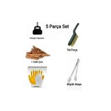 Vi Caro 5 Parça Barbekü Mangal Seti (mangal Temizleme Tel Fırça + Yelpaze + Maşa + Çıra + Iş Eldiveni)