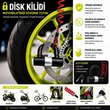 Vi Caro 781MV 12X11 cm Boy 16MM Çapında Motosiklet Disk Kilidi Kelepçeli Çelik U-Bar ve Kırmızı Hatırlatma Kablosu