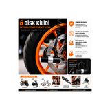Vi Caro 781MV 12X11 cm Boy 16MM Çapında Motosiklet Disk Kilidi Kelepçeli Çelik U-Bar ve Siyah Hatırlatma Kablosu