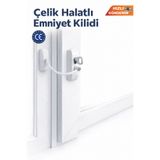 Vi Caro Beyaz Çelik Halatlı Kablolu Pvc Pencere Emniyet Çocuk Güvenlik Kilidi