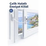 Vi Caro Beyaz Çelik Halatlı Pencere Kilidi Emniyet Kilidi Çocuk Güvenlik Kilidi Cam Balkon Kapı Kilidi