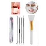 Vi Caro Siyah Nokta Temizleyici Fırçası Peeling 4 Parça Sivilce Akne Komedon Maske Fırçası 3'lü Kaş Usturası