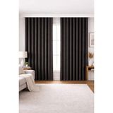 Vi Home Lüks 1.sınıf Elegance Series Karartma Blackout Tek Kanat Özel Dikim Kalın Pilesiz Fon Perde - Antrasit - 250 x 180 cm