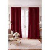 Vi Home Lüks 1.sınıf Elegance Series Karartma Blackout Tek Kanat Özel Dikim Kalın Pilesiz Fon Perde - Bordo - 350 x 200 cm