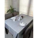 vi Ihlamur keten görünümlü, su geçirimsiz, kayma yapmayan premium masa örtüsü (145 cm x 260 cm, Gri)