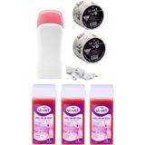 Vi-Vet 3 Adet Kartuş Roll-On Hassas Cilt Pudralı Ağda Makinesi+2 Adet 10 M Ağda Bezi Ağda Seti