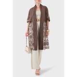Via Dante% 100 Keten Dantel Detaylı Kimono Ceket Bayan CEKET 6909330