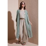 Via Dante Oversize Arkası Dantel Detaylı Uzun Keten Kimono Bayan KİMONO 7183544