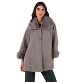Via Dante Oversize Fit Ceket Yaka Düğmeli Kürk Mont Bayan MONT 6858060