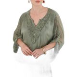 Via Dante Oversize Güpür Detaylı V Yaka Bluz Bayan BLUZ 6909166