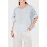 Via Dante Relaxed Fit Dantel Detaylı Keten Bluz Bayan BLUZ 7222P