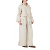 Via Dante Relaxed Fit Güpür Detaylı Bol Paça Keten Pantolon Bayan PANTOLON 699E10941