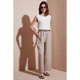 Via Dante Relaxed Fit Normal Bel Bol Paça Kemerli Keten Pantolon Bayan PANTOLON 5056687