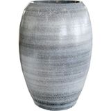 Via Gardenia Ayla Seramik Darbeli Siyah Uzun Saksı 30 cm - Standart
