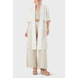 Viadante Via Dante % 100 Keten Dantel Detaylı Kimono Ceket Bayan Ceket 6909330 - Standart - Beyaz