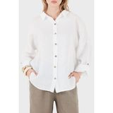 Viadante Via Dante % 100 Keten Oversize Yarı Transparan Gömlek Bayan Gömlek 7697 - L - XL - Beyaz