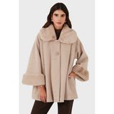 Viadante Via Dante Oversize Fit Ceket Yaka Düğmeli Kürk Mont Bayan Mont 6858060 - Standart - Bej