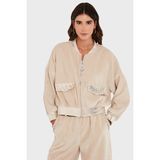Viadante Via Dante Oversize Fit Kolej Yaka Fermuarlı Ceket Bayan Ceket 69143940 - Bej - Standart