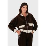 Viadante Via Dante Oversize Fit Kolej Yaka Fermuarlı Ceket Bayan Ceket 69143940 - Kahve - Standart