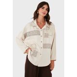 Viadante Via Dante Oversize Fit Pul Detaylı Uzun Kollu Gömlek Bayan Gömlek 69143120 - Standart - Bej