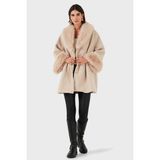 Viadante Via Dante Oversize Fit Şal Yaka Kürk Detaylı Astarlı Mont Bayan Mont 690852 - Standart - Bej