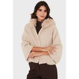 Viadante Via Dante Oversize Yumuşak Tüylü Kapüşon Truvakar Kollu Mont Bayan Mont 690920 - Standart - Bej