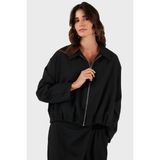 Viadante Via Dante Regular Fit Gömlek Yaka Fermuarlı Ceket Bayan Ceket 268755688 - Siyah - XS