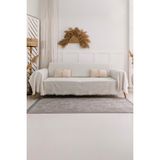 Viaden Ella %100 Geri Dönüştürülmüş Pamuk Koltuk Örtüsü – Çizgili ve Saçaklı Şık Tasarım, Çevre Dostu - Bej - 180 x 310 cm