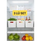 VİALEX 3 ADET 3.5 Lt Dolap İçi Buzdolabı Düzenleyici Banyo Mutfak Organizeri BEYAZ
