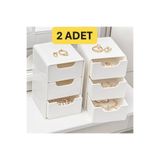 VİALEX Ada 2 Adet 3 Çekmeceli Mini Organizer- Aksesuar Düzenleyici ve Çok Amaçlı Takı Organizeri