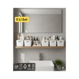 VİALEX Bath 5 Adet Banyo Düzenleyici Organizer Beyaz Renk Plastik Çok Amaçlı Dolap Düzenleyici