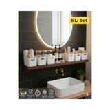 VİALEX Bath 6 Adet Banyo Düzenleyici Organizer Beyaz Renk Plastik Çok Amaçlı Dolap Düzenleyici