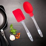 Vıalex Kırmızı Silikon 2 Parça Spatula Kaşık Seti - Çok Renkli