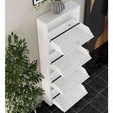 Vialong Store 4 Katlı Beyaz Metal Ayakkabılık - 010 - Beyaz