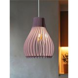 Vialux Bohem Modern Ahşap Avize Rustik Aydınlatma Butik Otantik Tekli Sarkıt Cafe Salon Mutfak Avize Lamba Yemek Masası Üzeri Avize - Pastel Pembe
