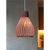 Vialux Bohem Modern Ahşap Avize Rustik Aydınlatma Butik Otantik Tekli Sarkıt Cafe Salon Mutfak Avize Lamba Yemek Masası Üzeri Avize - Pembe
