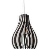 Vialux Bohem Modern Ahşap Avize Rustik Aydınlatma Butik Otantik Tekli Sarkıt Cafe Salon Mutfak Avize Lamba Yemek Masası Üzeri Avize - Siyah - Beyaz