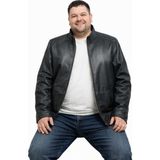 Viamod Leather Büyük Bedenerkek Hakiki Deri Ceket Siyah Hakim Yaka Premium Gerçek Deri Mont Üretici Garantili - 7XL