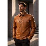 Viamod Leather Erkek Hakiki Deri Ceket Taba Gömlek Model Premium Slim Fit Gerçek Deri Mont Üretici Garantili 19060